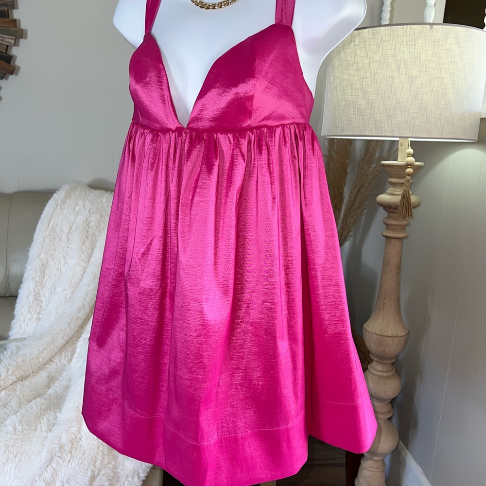 Women’s Dress SMALL For Love And Lemons “Selina Dress” Hot Pink gorgeous!🩷 NWT - Picture 5 of 10